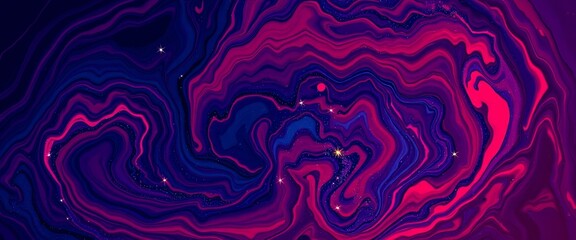 Cosmic Indigo and Crimson Abstract for Widescreen Wallpapers with Copy Space