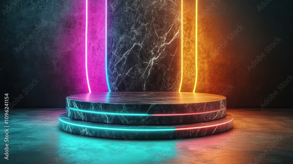 Poster Dynamic neon light showcase abstract studio visual art display modern setting vibrant concept