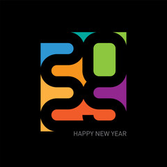 2025 - inscription in the style of mosaic stained glass. Brochure or calendar cover design template. Happy new year, banner. Cover of business diary for 2025 with wishes.