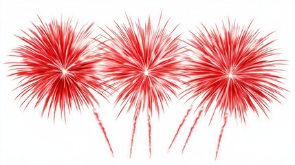 Stunning Red Fireworks Display Against White Sky