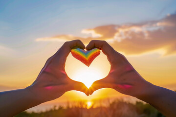 Beautiful colorful decorative heart in strong hands