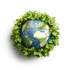 Global environmental awareness earth surrounded by lush greenery nature image studio setting eco-friendly concept