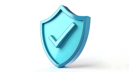 
cartoon 3d Icon safety shield check mark perspective . . 3d vector illustration. white background
