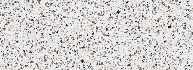 Modern Terrazzo seamless pattern composed of pieces of granite, quartz, glass and stone. Marble floor texture. White classic paving design. Abstract Slab background, ceramic Gvt pgvt Floor tile.