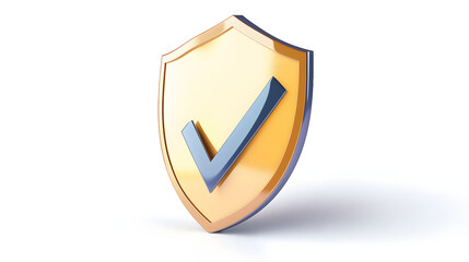 
cartoon 3d Icon safety shield check mark perspective . . 3d vector illustration. white background