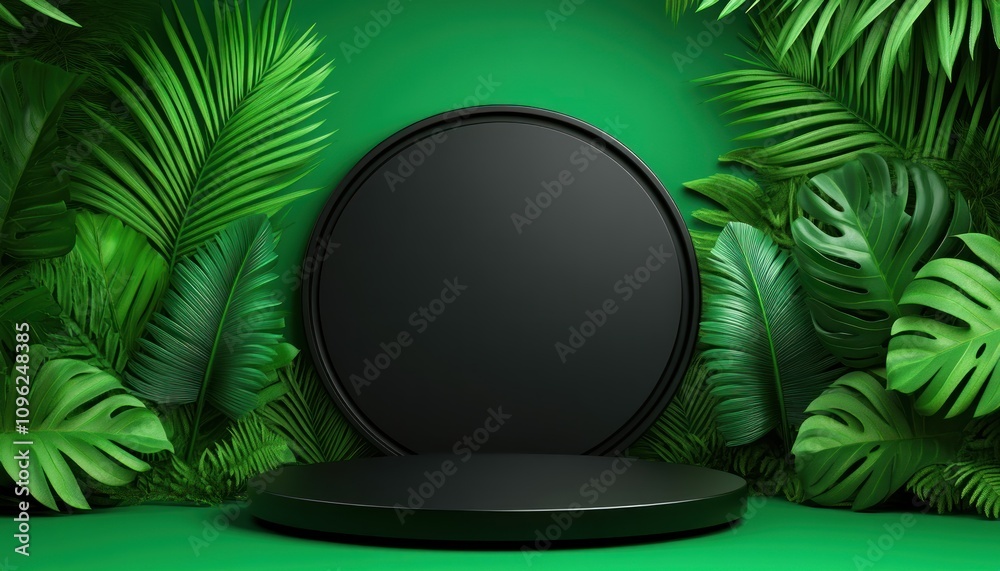 Poster creative showcase display tropical studio digital background lush greenery minimalist view