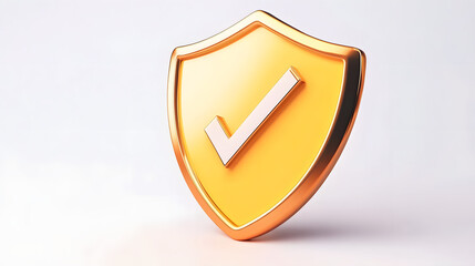 
cartoon 3d Icon safety shield check mark perspective . . 3d vector illustration. white background