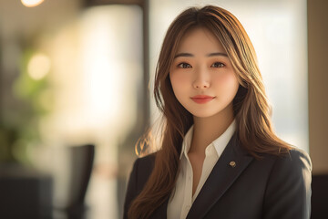 Naklejka premium Portrait shot of a young business woman in office with copy Face.