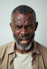 Obraz premium Man with intense expression and beard, raw emotion portrait