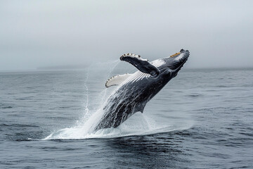 Fototapeta premium Fantastically beautiful majestic huge whale in ocean