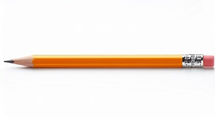 yellow orange pencil with eraser isolated on a white background