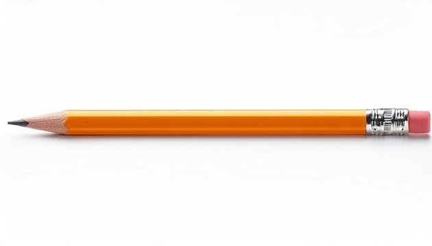 yellow orange pencil with eraser isolated on a white background