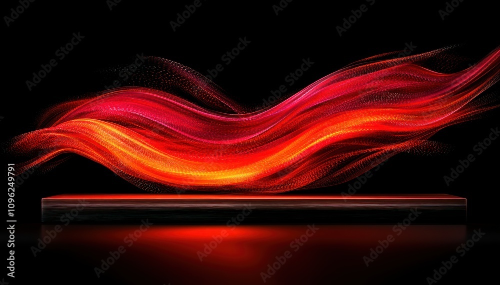 Poster Dynamic patterns of light and color digital art abstract dark background visual concept