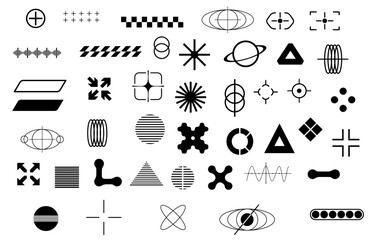 Futuristic streetwear cyberpunk shape element technology graphic vector Element 