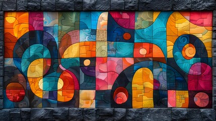 Abstract Peruvian textile illustration with bold color