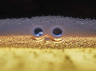 water drops in the glass