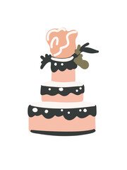 romantic wedding cake with delicate cream decoration and a pastel palette