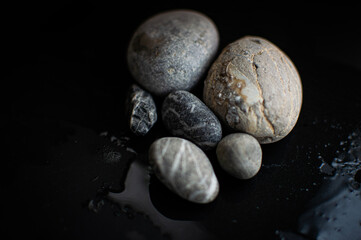 almonds on a black background