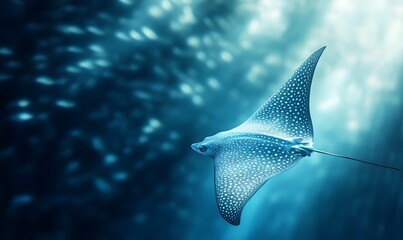 Obraz premium Spotted eagle ray in the sea, Generative AI