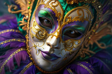 Beautiful greeting card with bright holiday composition for happy celebrate mardi gras