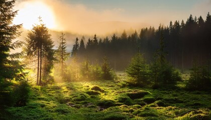 beautiful morning in the forest