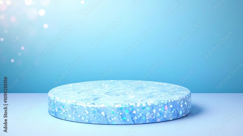 Poster creative blue display platform studio product photography calm environment artistic viewpoint