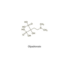 Olpadronate flat skeletal molecular structure Bisphosphonate drug used in osteoporosis treatment. Vector illustration scientific diagram.