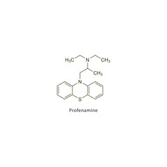 Fototapeta premium Profenamine flat skeletal molecular structure Anticholinergic drug drug used in Parkinson's disease treatment. Vector illustration scientific diagram.