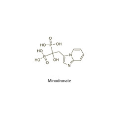 Minodronate flat skeletal molecular structure Bisphosphonate drug used in osteoporosis treatment. Vector illustration scientific diagram.