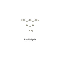 Paraldehyde flat skeletal molecular structure Sedative drug used in status epilepticus treatment. Vector illustration scientific diagram.