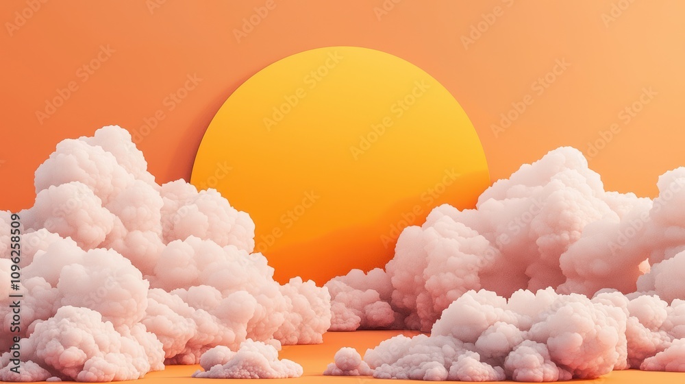 Poster sunrise over soft clouds digital artwork serene atmosphere abstract concept