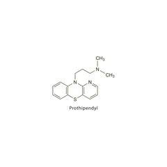 Fototapeta premium Prothipendyl flat skeletal molecular structure Sedative drug used in Insomnia treatment. Vector illustration scientific diagram.