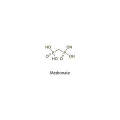 Fototapeta premium Medronate flat skeletal molecular structure Bisphosphonate drug used in osteoporosis treatment. Vector illustration scientific diagram.