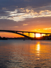 Beautiful sunset view of Gladesville Bridge, Sydney, Australia.
