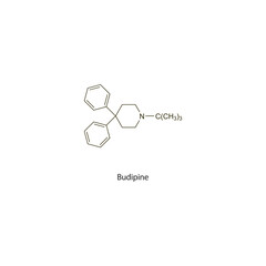 Fototapeta premium Budipine flat skeletal molecular structure Anticholinergic drug drug used in Parkinson's disease treatment. Vector illustration scientific diagram.