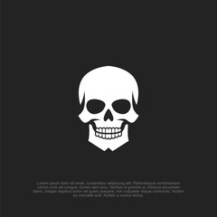 simple minimalist black and white skull or human head bone head logo vector illustration