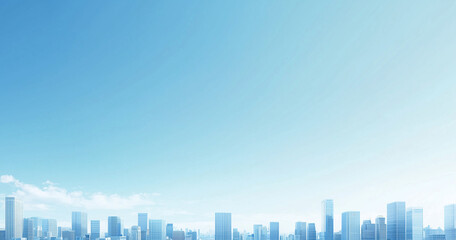 Obraz premium Modern Skyline with High-Rise Office Buildings under Blue Sky