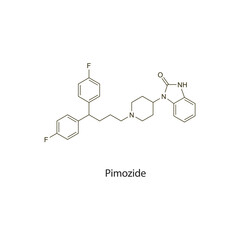 Fototapeta premium Pimozide flat skeletal molecular structure Antipsychotic drug used in schizophrenia treatment. Vector illustration scientific diagram.