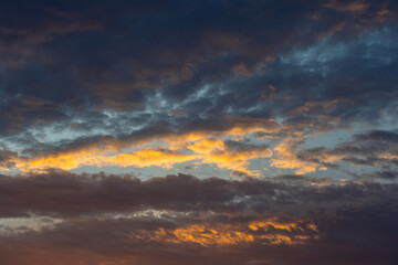 Beautiful cloud formation on sunset sky.