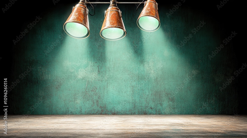 Poster lighting setup for photography studio image indoor elevated view creative space