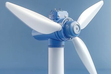 Modern Wind Turbine Blades Against Soft Blue Background for Renewable Energy Concepts