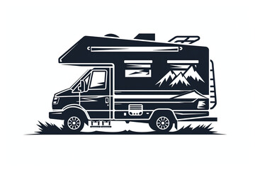 Holiday trip on large family motorhome for holiday in beautiful nature
