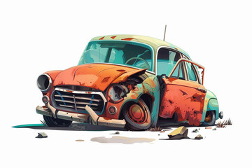 Beautiful fictional cartoon car with pronounced headlights