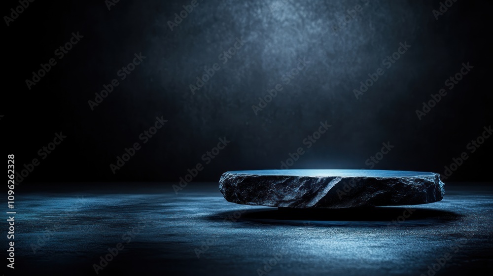 Aufkleber floating stone display dark studio creative photography minimalist setting abstract art