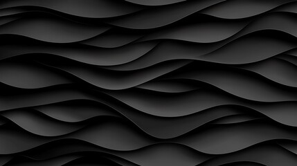 Abstract Black Waves Design with Soft Curves and Fluid Motion for Use in Backgrounds, Textures, and Modern Visuals in Digital and Print Media