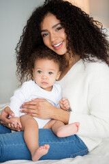 Love of a mother and child, baby. Family at home. Lifestyle