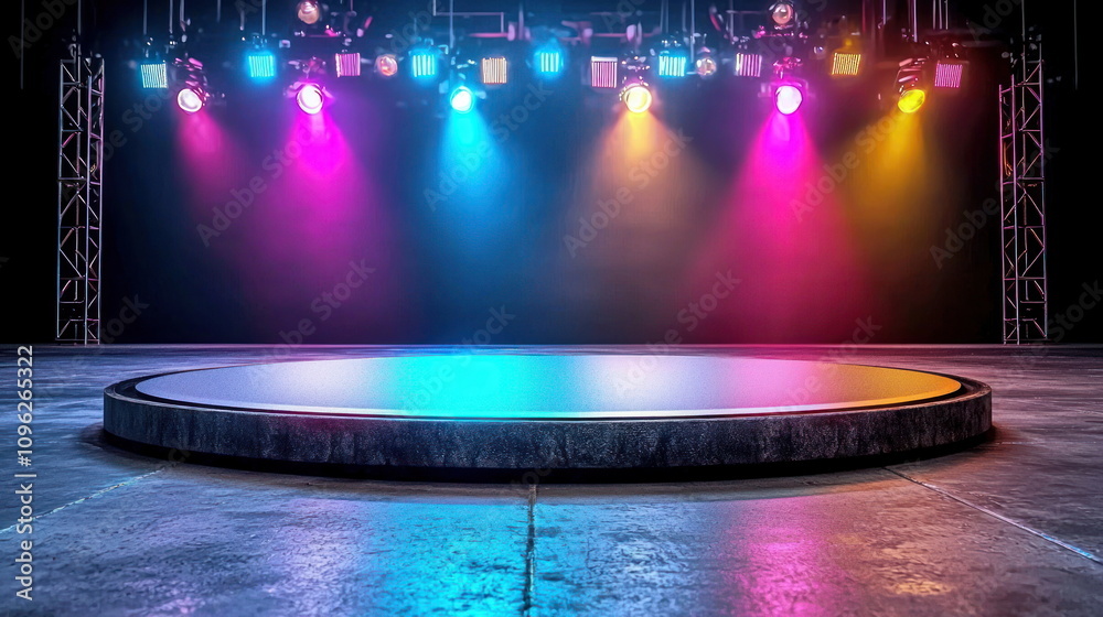 Poster Dynamic stage lighting display performance venue visual art creative space event scene
