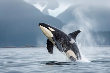 Fototapeta premium Fantastically beautiful majestic huge whale in deep ocean