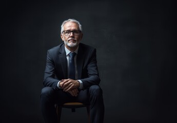 Fototapeta premium Formal Professional Sitting in a Dark Setting