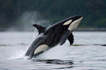 Fototapeta premium Fantastically beautiful majestic huge whale in deep ocean